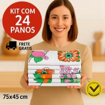 Kit 36 Pano de Prato Grande Cozinha Copa Louça 75x45cm Pano Secar Algodão Sortidos