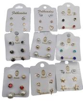 Kit 36 Pares Brincos pequenos Folheado Atacado