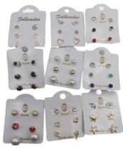 Kit 36 Pares Brincos pequenos Folheado Atacado