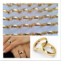 Kit 36 Peças De Anel Banhada A Ouro 4mm Clássica Dourada