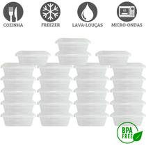 Kit 36 Pote Retangular 500ml Transparente Marmita Fitness Refeição Microondas e Freezer Polipropileno