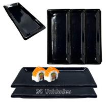Kit 36 Pratos Sushi Kakusara Retangular Porcelana Preto Kit 36 Pratos Sushi Kakusara Retangular Porcelana Preto