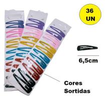 Kit 36 Presilhas Cabelo Tic Tac 6,5cm Colorido Sortido