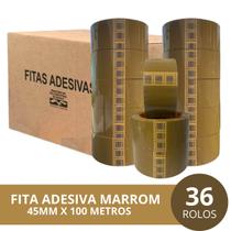 Kit 36 Rolos De Fita Marrom 45x100metros