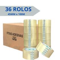 Kit 36 rolos de fitas adesivas tranparentes 45mm x 100m