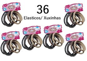 Kit 36 Unidades Liga Elástico Meia Xuxinha Preto Marrom e Bege com Glitter para Prender os Cabelos