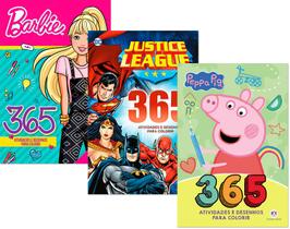 Kit 365 Atividades - Barbie + Liga da Justiça + Peppa Pig - Ciranda Cultural