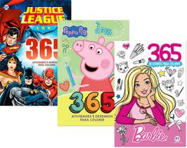 Kit 365 Atividades - Liga da Justiça + Peppa Pig + Barbie 2 - Ciranda Cultural