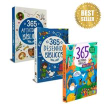Kit 365 Bíblicos: Histórias com QR Code + Atividades + Desenhos (3 Livros)