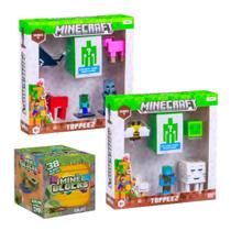 Kit 38 Blocos Magnéticos e 6 Bonecos Minecraft Sortido