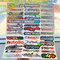 Kit 39 Adesivos Holografico Frases Escritos Para Moto Carro Kit 39 Adesivos Holografico Frases Escritos Para Moto Carro