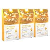 Kit 3cx folhas prontas para depilação corporal natural depilflax
