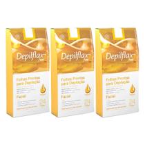 Kit 3cx folhas prontas para depilação facial natural depilflax Kit 3cx folhas prontas para depilação facial natural depilflax