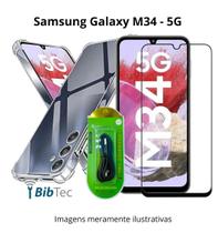 Kit 3D M34 - Capa + Película de vidro 3D + Cabo Carregador Tipo C Samsung Galaxy M34