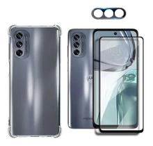 Kit 3D Moto G62 - Capa Anti Shock - Película 3d e Lente Câmera P/ Moto G62