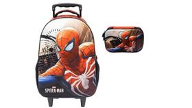 Kit 3D Spider Man Mochila De Rodas + Estojo Box
