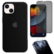 Kit 3em1 Compatível Com iPhone 14 - Capa Case + Película 3D Anti-Espião + Película De Câmera