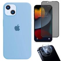 Kit 3em1 Compatível Com iPhone 14 - Capa Case + Película 3D Anti-Espião + Película De Câmera - Premium