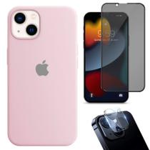 Kit 3em1 Compatível Com iPhone 14 - Capa Case + Película 3D Anti-Espião + Película De Câmera