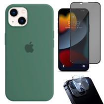 Kit 3em1 Compatível Com iPhone 14 - Capa Case + Película 3D Anti-Espião + Película De Câmera