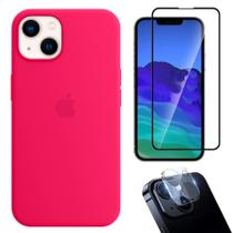 Kit 3em1 Compatível Com iPhone 14 - Capa Case + Película De Vidro 3D Full Cover + Película de Câmera