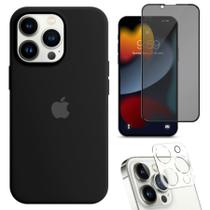 Kit 3em1 Compatível Com iPhone 14 Pro Max - Capa Case + Película 3D Anti-Espião + Película De Câmera