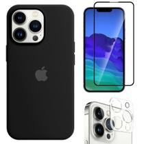 Kit 3em1 Compatível Com iPhone 14 Pro Max - Capa Case + Película Vidro 3D Tela + Película de Câmera - Premium