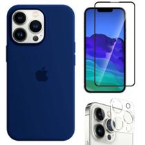 Kit 3em1 Compatível Com iPhone 14 Pro Max - Capa Case + Película Vidro 3D Tela + Película de Câmera - Premium
