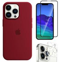 Kit 3em1 Compatível Com iPhone 14 Pro Max - Capa Case + Película Vidro 3D Tela + Película de Câmera