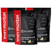 Kit: 3kg Whey Protein Concentrado - 100% Importado - Soldiers Nutrition