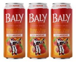 Kit 3Latas Energético Baly Morango E Pêssego Sem Açúcar 473ml Kit 3Latas Energético Baly Morango E Pêssego Sem Açúcar 473ml