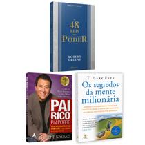 Kit 3livros Físicos, Pai Rico, Pai Pobre + Os Segredos Da Mente Milionária + As 48 leis do Poder