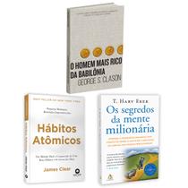 Kit 3livros, Hábitos Atômicos + O Homem Mais Rico da Babilônia + Os Segredos Da Mente Milionária, Os Segredos Para Enriquecer - HarperCollins, Sextante, Alfa Life