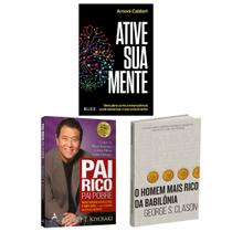 Kit 3livros, Pai Rico, Pai Pobre + Ative Sua Mente + O Homem Mais Rico da Babilônia, Segredos Para Enriquecer, Edição Atualizada - HarperCollins, Alta Books, Buzz