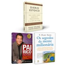 Kit 3livros, Pai Rico, Pai Pobre + Diário Estoico + Os Segredos Da Mente Milionária, Segredos Para Enriquecer, Edição Atualizada