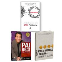 Kit 3livros, Pai Rico, Pai Pobre + Essencialismo + O Homem Mais Rico da Babilônia, Segredos Para Enriquecer, Edição Atualizada - HarperCollins, Alta Books, Sextante