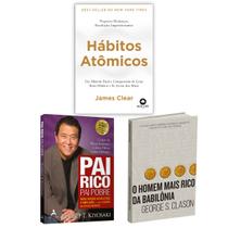 Kit 3livros, Pai Rico, Pai Pobre + Hábitos Atômicos + O Homem Mais Rico da Babilônia, Segredos Para Enriquecer, Edição Atualizada - HarperCollins, Alta Books, Alta Life