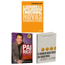Kit 3livros, Pai Rico, Pai Pobre + O Cérebro e a Inteligência Emocional + O Homem Mais Rico da Babilônia, Segredos Para Enriquecer, Edição Atualizada - HarperCollins, Alta Books, Objetiva