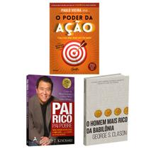 Kit 3livros, Pai Rico, Pai Pobre + O Poder da Ação + O Homem Mais Rico da Babilônia, Segredos Para Enriquecer, Edição Atualizada - HarperCollins, Alta Books, Gente