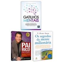 Kit 3livros, Pai Rico, Pai Pobre + Os Segredos Da Mente Milionária + Gatilhos Mentais, Os Segredos Para Conquistar Sua Independência Financeira - Alta Books, Sextante, DVS