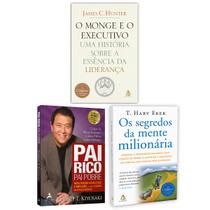 Kit 3livros, Pai Rico, Pai Pobre + Os Segredos Da Mente Milionária + O Monge e o Executivo