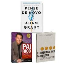 Kit 3livros, Pai Rico, Pai Pobre + Pense de Novo + O Homem Mais Rico da Babilônia, Segredos Para Enriquecer, Edição Atualizada