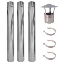 Kit 3m Duto 6 Polegadas Inox 430, Chapéu Chines, Abraçadeira