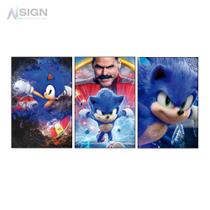 Kit 3Pç 50x30 Quadros Decorativos Sonic Tails Knuckles Games Filmes Quarto Sala Premium Luxo Kit 3Pç 50x30 Quadros Decorativos Sonic Tails Knuckles Games Filmes Quarto Sala Premium Luxo