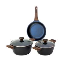 Kit 3pç Caçarolas Frigideiras Antiaderente Temperatti Nigro Kit 3pç Caçarolas Frigideiras Antiaderente Temperatti Nigro