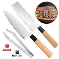 Kit 3pçPinça Japonesa Para Remover Espinhos de Peixe Salmão 12 cm + Faca & Cutelo 7” Aço Inox Culinária Mundial Hercules