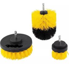 Kit 3pcs Escova Rotativa Encaixe Parafusadeira Furadeira Limpeza Automotiva Pesada Lavar Box Sofás Tecidos Couros Estofados Tapetes