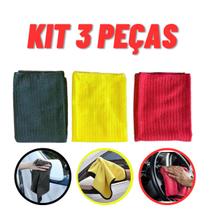 kit 3pcs flanela de microfibra 40x40cm - AÇO FORTE