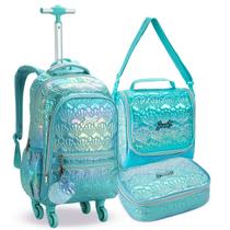 Kit 3Pçs Mochila Escolar Juvenil Lancheira Térmica Estojo 100 Pens Box