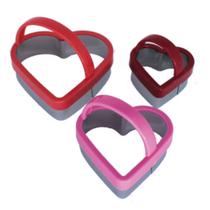 Kit 3Pçs Moldes Cortadores P/ Biscoito Pasta Coração 123Util